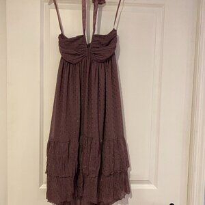 H&M Purple Halter Hi-Lo Dress Dots Ruffle Tiered Party Dress, Size 4